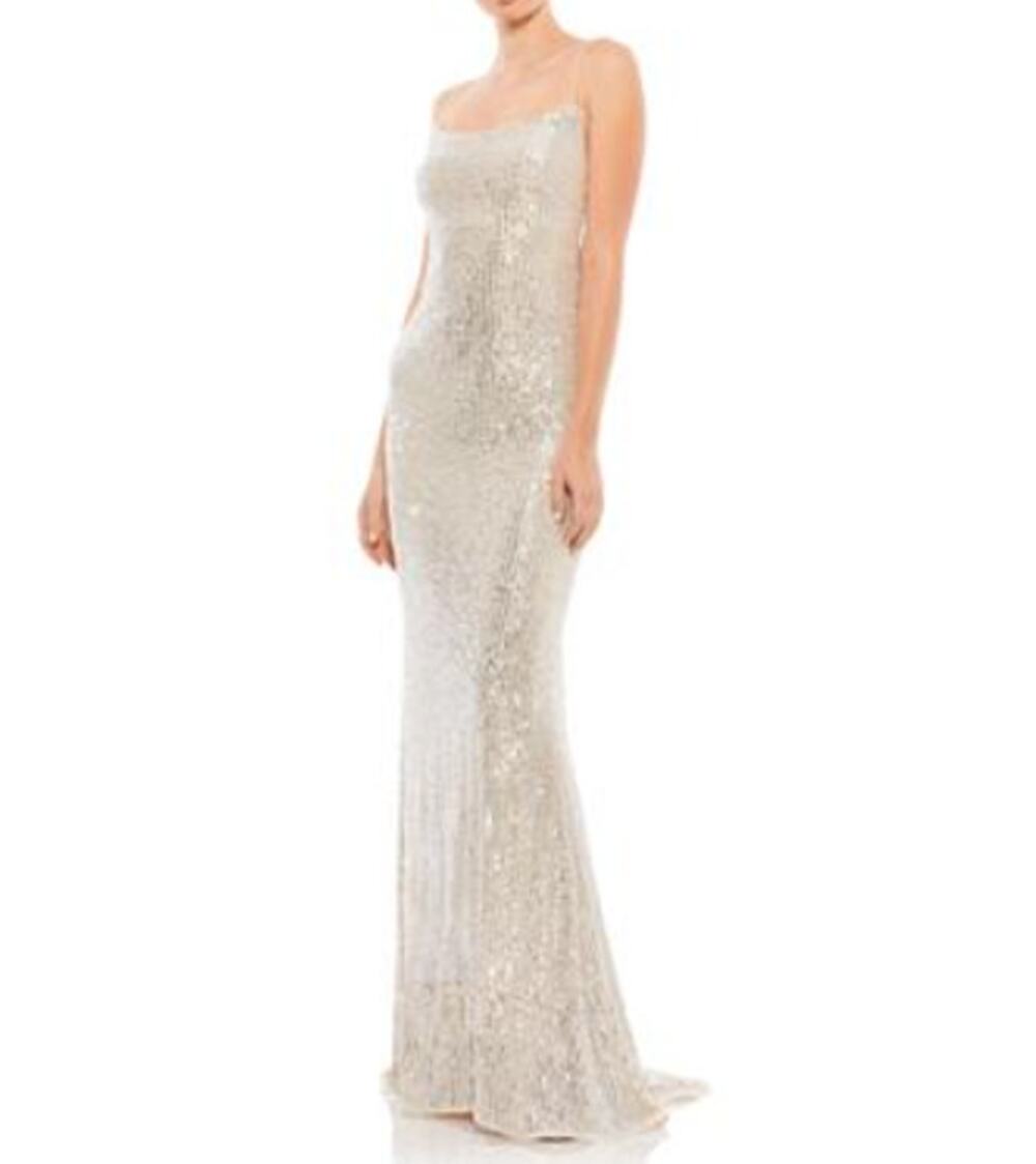 Ieena for Mac Duggal black Size 10 Evening 26269 SEQUIN LACE UP BACK GOWN New
